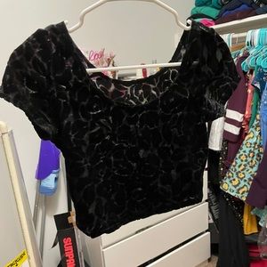 Black Floral Print Crop Top